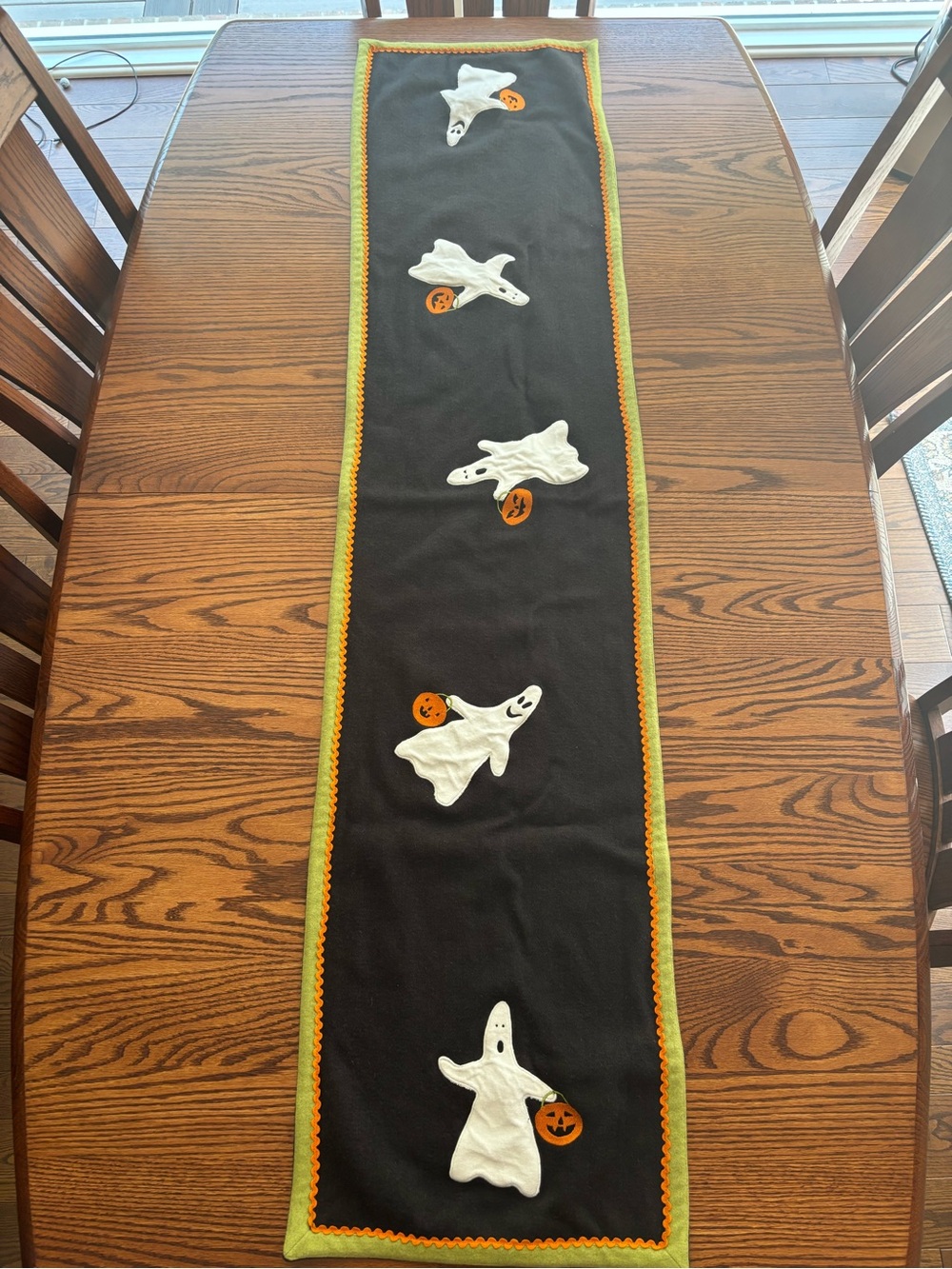 Halloween Table Runner Ghost Pumpkin Jack-O-Lantern Dining Autumn Decor Fall
